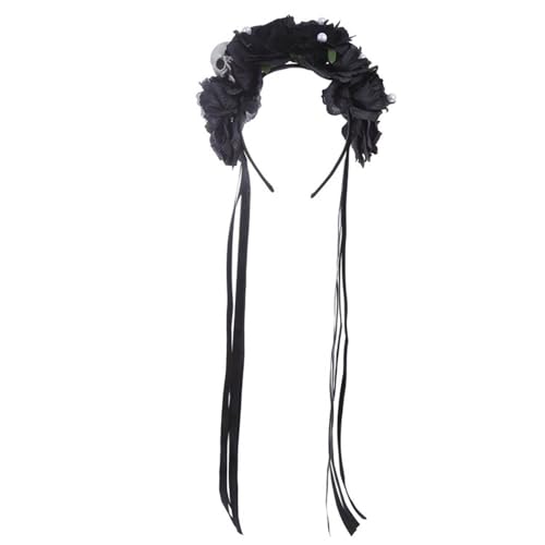 Agoky Gotische Florale Totenkopf Kopfschmuck Mexikanisches Tag Der Toten Stirnband Rosenblüten Krone Schwarz Einheitsgröße Agoky Gotische Florale Totenkopf Kopfschmuck Mexikanisches Tag Der Toten Stirnband Rosenblüten Krone Schwarz Einheitsgröße von Agoky