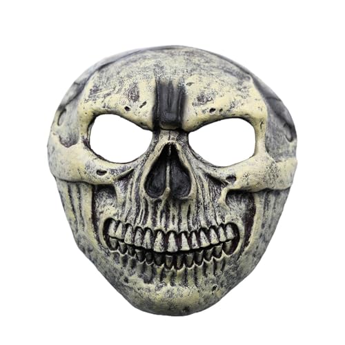 Agoky Halloween Gruselige Horror-Skelett-Gesichtsmaske Gothic-Ziegenkopf-Totenkopfmaske für Karneval-Kostümparty Knochenfarbe A Einheitsgröße von Agoky