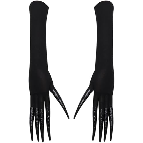 Agoky Halloween Vampir Lange Nägel Katze Klaue Handschuhe Hexe Klauen Handschuhe Party Cosplay Zubehör Schwarz One Size von Agoky