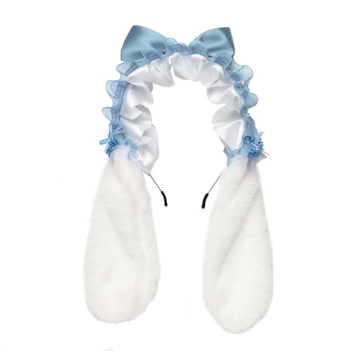 Agoky Hasenohren Stirnband Lolita Maid Plüsch Stirnband Bowknot Kopfbedeckung für Anime Cosplay Party Blau 3 One Size Agoky Hasenohren Stirnband Lolita Maid Plüsch Stirnband Bowknot Kopfbedeckung für Anime Cosplay Party Blau 3 One Size von Agoky