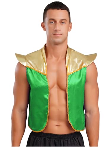 Agoky Herren Arabischer Prinz Weste Orient Sultan Gilet Kurze Ärmel Open Front Jacke Patchwork Tunika Shirts Halloween Cosplay Outfits Grün 3XL Agoky Herren Arabischer Prinz Weste Orient Sultan Gilet Kurze Ärmel Open Front Jacke Patchwork Tunika Shirts Halloween Cosplay Outfits Grün 3XL von Agoky