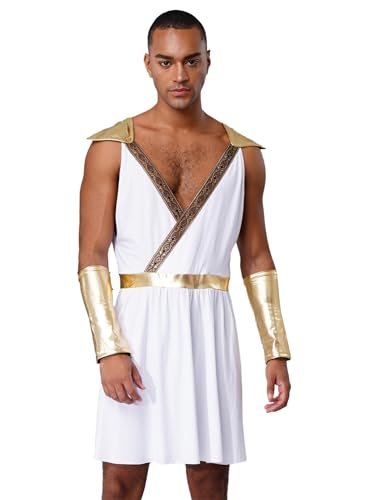 Agoky Herren Gladiator Kleid Ärmellose Toga Robe mit Metallic Armbändern Römer Krieger Cosplay Kostüm Halloween Mottoparty Outfits Weiß L Agoky Herren Gladiator Kleid Ärmellose Toga Robe mit Metallic Armbändern Römer Krieger Cosplay Kostüm Halloween Mottoparty Outfits Weiß L von Agoky