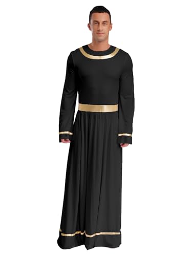 Agoky Herren Römer Kostüm Griechischer Gott Zeus Cosplay Uniform Langarm Toga Kleid mit Metallic Saum Motto Party Fasching Cosplay Outfits Schwarz L Agoky Herren Römer Kostüm Griechischer Gott Zeus Cosplay Uniform Langarm Toga Kleid mit Metallic Saum Motto Party Fasching Cosplay Outfits Schwarz L von Agoky