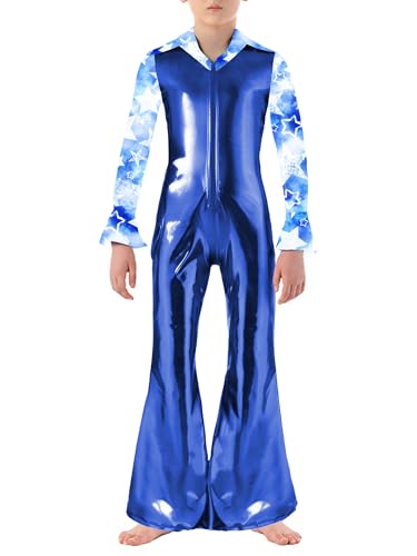 Agoky Kinder Disco Outfits Jungen Metallic Ganzkörperanzug Langarm Jumpsuit Overall mit Retro 70er Jahre Pants Einteiler Flare Ärmel Hosenanzug Glitzer Body Agoky Kinder Disco Outfits Jungen Metallic Ganzkörperanzug Langarm Jumpsuit Overall mit Retro 70er Jahre Pants Einteiler Flare Ärmel Hosenanzug Glitzer Body von Agoky