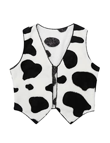 Agoky Kinder Kuh Kostüm Weste Tops Plüsch Mädchen Jungen Tierkostüm Winter Warmende Kleidung Zubehör Schwarz&Weiss 158-164 von Agoky