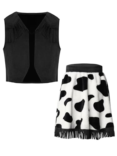 Agoky Kinder Mädchen Cowboy Kostüm Western Wildleder Weste und Leoparden Print Rock Halloween Fasching Karneval Motto Party Cosplay Outfits Schwarz 158-164 Agoky Kinder Mädchen Cowboy Kostüm Western Wildleder Weste und Leoparden Print Rock Halloween Fasching Karneval Motto Party Cosplay Outfits Schwarz 158-164 von Agoky
