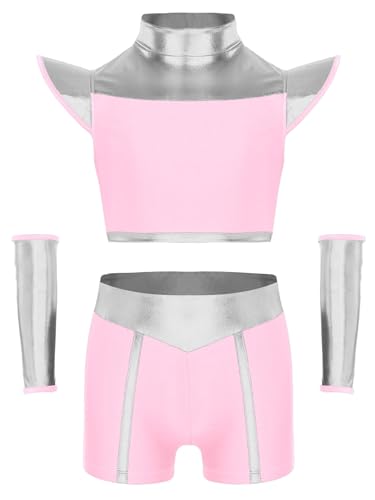 Agoky Mädchen Alien Kostüm Kurzarm Crop Top Ärmellos Rollkragen Shirts und Kurze Hose Lack Leder Spleiß Shorts mit Armbändern Cosplay Outfits Rosa 170 Agoky Mädchen Alien Kostüm Kurzarm Crop Top Ärmellos Rollkragen Shirts und Kurze Hose Lack Leder Spleiß Shorts mit Armbändern Cosplay Outfits Rosa 170 von Agoky
