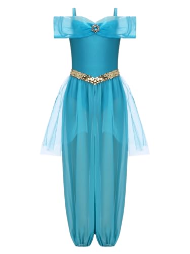 Agoky Mädchen Bauchtanz Kleidung Spaghetti Crop Top und Pumphose mit Tutu Rock Glitzer Gürtel indische Prinzessin Motto Party Cosplay Outfits Blau 158-164 Agoky Mädchen Bauchtanz Kleidung Spaghetti Crop Top und Pumphose mit Tutu Rock Glitzer Gürtel indische Prinzessin Motto Party Cosplay Outfits Blau 158-164 von Agoky