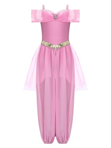 Agoky Mädchen Bauchtanz Kleidung Spaghetti Crop Top und Pumphose mit Tutu Rock Glitzer Gürtel indische Prinzessin Motto Party Cosplay Outfits Rosa 146-152 Agoky Mädchen Bauchtanz Kleidung Spaghetti Crop Top und Pumphose mit Tutu Rock Glitzer Gürtel indische Prinzessin Motto Party Cosplay Outfits Rosa 146-152 von Agoky