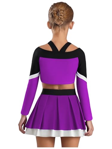 Agoky Mädchen Cheerleading Uniformen Langarm Crop Top und Rock mit Buchstaben Streifen Schule Hochschule Zweiteiler Tanzbekleidung Violett 158-164 Agoky Mädchen Cheerleading Uniformen Langarm Crop Top und Rock mit Buchstaben Streifen Schule Hochschule Zweiteiler Tanzbekleidung Violett 158-164 von Agoky