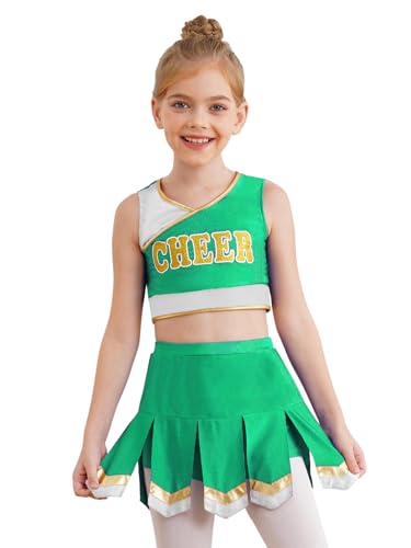 Agoky Mädchen Halloween Kostüm Cheerleaderin Cosplay Uniformen Ärmelloses Crop Top und Rock 2 Pcs High School Tanz Kleidung Set Bühne Outfits Grün 158-164 Agoky Mädchen Halloween Kostüm Cheerleaderin Cosplay Uniformen Ärmelloses Crop Top und Rock 2 Pcs High School Tanz Kleidung Set Bühne Outfits Grün 158-164 von Agoky