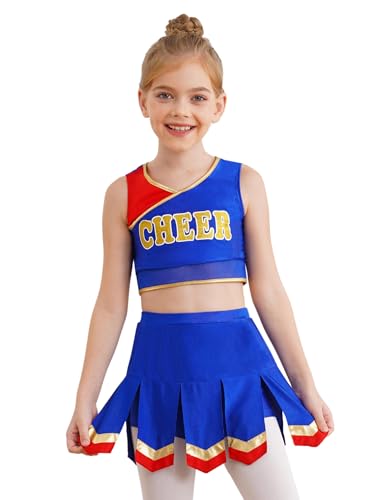 Agoky Mädchen Halloween Kostüm Cheerleaderin Cosplay Uniformen Ärmelloses Crop Top und Rock 2 Pcs High School Tanz Kleidung Set Bühne Outfits Königsblau 158-164 Agoky Mädchen Halloween Kostüm Cheerleaderin Cosplay Uniformen Ärmelloses Crop Top und Rock 2 Pcs High School Tanz Kleidung Set Bühne Outfits Königsblau 158-164 von Agoky