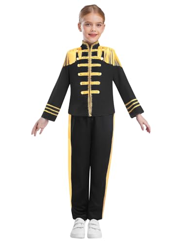 Agoky Mädchen Jungen Festlich Anzug Set Prinz Militärische Uniformen aus Zirkus Jacke Lange Hose Weihnachten Fasching Karneval Cosplay Outfits Schwarz 146-152 Agoky Mädchen Jungen Festlich Anzug Set Prinz Militärische Uniformen aus Zirkus Jacke Lange Hose Weihnachten Fasching Karneval Cosplay Outfits Schwarz 146-152 von Agoky