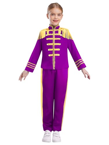 Agoky Mädchen Jungen Festlich Anzug Set Prinz Militärische Uniformen aus Zirkus Jacke Lange Hose Weihnachten Fasching Karneval Cosplay Outfits Violett 122-128 Agoky Mädchen Jungen Festlich Anzug Set Prinz Militärische Uniformen aus Zirkus Jacke Lange Hose Weihnachten Fasching Karneval Cosplay Outfits Violett 122-128 von Agoky
