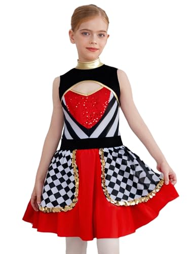 Agoky Mädchen Königin Uniformen Ärmellos Pailletten Body mit Tutu Rock Streifen Karo Ballettkleid Tanzkleider Eiskunstlauf Kleider Tanzbekleidung Rot 122-128 Agoky Mädchen Königin Uniformen Ärmellos Pailletten Body mit Tutu Rock Streifen Karo Ballettkleid Tanzkleider Eiskunstlauf Kleider Tanzbekleidung Rot 122-128 von Agoky