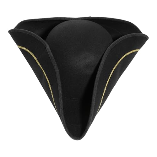 Agoky Mittelalterlich Piraten Hut Dreispitz Kapitänhut Renaissance Piraten Kappe Cosplay Karneval Halloween Party Outfits Schwarz One Size von Agoky