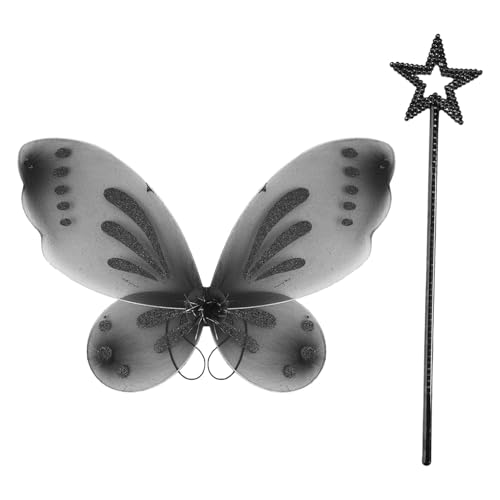 Agoky Schimmernde Flügel mit Sternenstäben Schmetterlingsflügel Kostüm - Mädchen Pretend Play und Party Requisiten Schwarz Schwarz One Size Agoky Schimmernde Flügel mit Sternenstäben Schmetterlingsflügel Kostüm - Mädchen Pretend Play und Party Requisiten Schwarz Schwarz One Size von Agoky