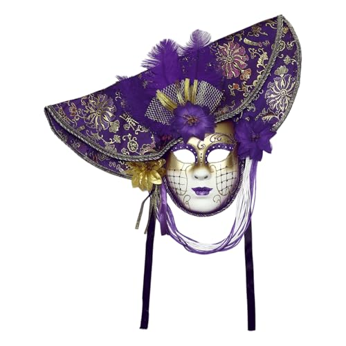 Agoky Übertriebene Venezianische Maskerade Maske Glitzer Vollgesicht Feder Maske Für Mardi Gras Themenparty Lila Einheitsgröße von Agoky