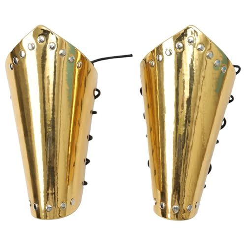 Agoky Unisex Armschienen Mittelalterliche Armschutz Vintage Armrüstung Kunstleder Handgelenkschutz Punk Arm Armor für Halloween Gold One Size von Agoky
