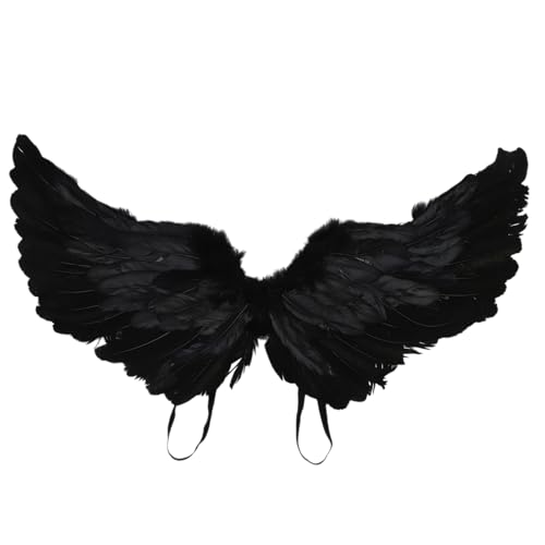 Agoky Weiße Engel- und schwarze Engelsflügel Realistische Federflügel Kostüme für Halloween-Party Schwarz 60 * 35cm Einheitsgröße Agoky Weiße Engel- und schwarze Engelsflügel Realistische Federflügel Kostüme für Halloween-Party Schwarz 60 * 35cm Einheitsgröße von Agoky