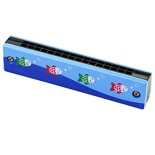 Mundharmonika aus Holz für Kinder, Musikinstrumente, 16 Löcher, doppelte Reihe, Cartoon, Holz, Mundharmonika, Stil 1 von Agona