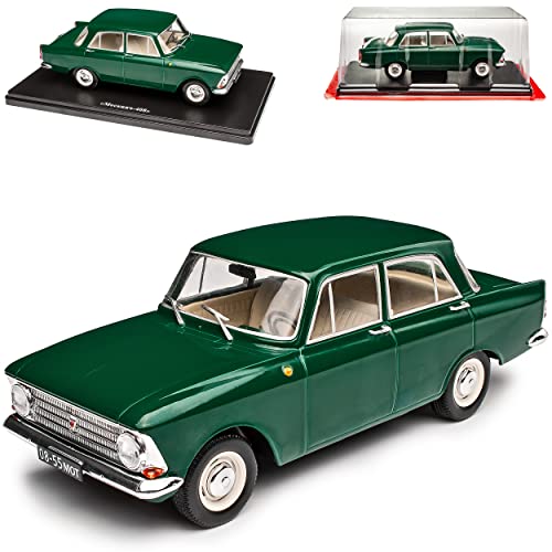 Agostini Moskwitsch Moskvitch 408 Grün 1964-1975 Limousine Mit Sockel 1/24 Modell Auto mit individiuellem Wunschkennzeichen von Agostini