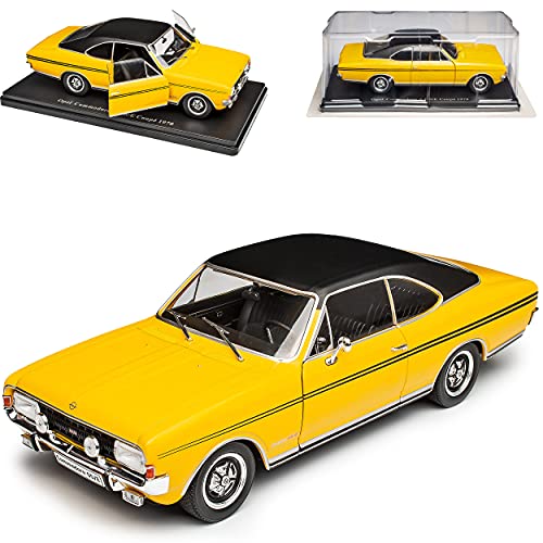 Agostini Opel Commodore A Coupe GS/E Gelb mit Schwarz 1967-1971 Mit Sockel 1/24 Modell Auto Modellcarsonline Modell Auto von Agostini