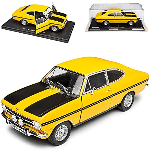 Agostini Opel Kadett B Coupe Rallye 3 Türer Gelb mit Schwarz 1965-1973 Mit Sockel 1/24 Modell Auto Modellcarsonline Modell Auto von Agostini