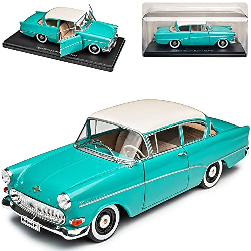 Agostini Opel Olympia Rekord P1 Blau mit Weissem Dach 1957-1960 Mit Sockel 1/24 Modell Auto Modellcarsonline Modell Auto von Agostini