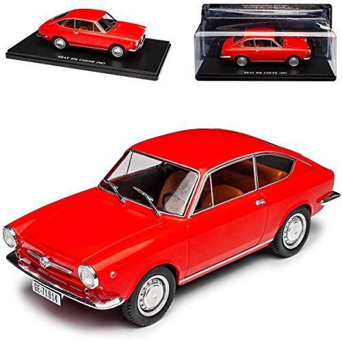 Agostini Seat 850 Coupe Rot 1966-1974 Baugleich mit FIAT mit Sockel 1/24 Modellcarsonline Modell Auto mit individiuellem Wunschkennzeichen von Agostini