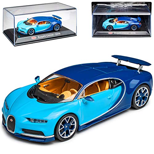 Bugatti Chiron Coupe Blau Ab 2016 mit Sockel und Vitrine 1/43 Ixo Modell Auto mit individiuellem Wunschkennzeichen von Agostini