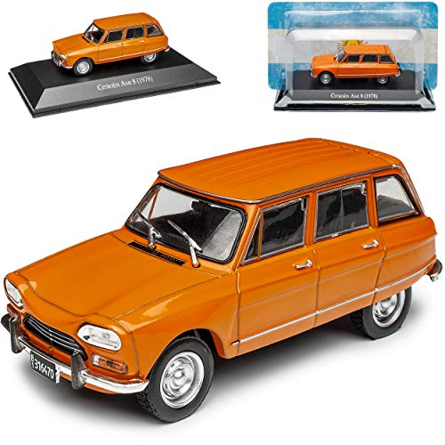 Citroen AMI 8 Break Orange Kombi 1969-1978 mit Sockel 1/43 DeAgostini Modell Auto mit individiuellem Wunschkennzeichen von Agostini