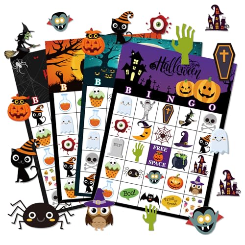 Halloween-Bingo-Spiel, 24 Spieler, Halloween-Party-Bingo-Spiel für Kinder und Erwachsene, Partyspiele, Familienschule, Aktivitäten Halloween-Bingo-Spiel, 24 Spieler, Halloween-Party-Bingo-Spiel für Kinder und Erwachsene, Partyspiele, Familienschule, Aktivitäten von Agvdg