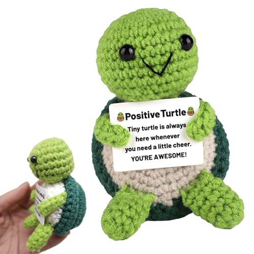 Positive Meeresschildkröte - Emotionale Unterstützung Häkeltier Cheer Up Geschenke für Frauen Schildkröte Geschenke Handgemachte Mini Schildkröten & Häkeltiere (Grün) von Agvdg