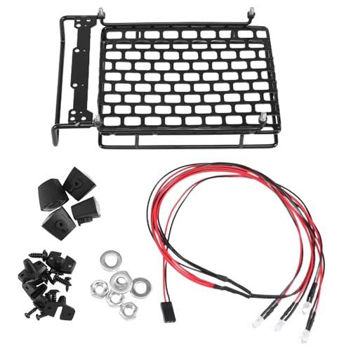 Agwuoetr Dach GepäCk TräGer LED Licht Leiste für CC01 Axial SCX10 GepäCk TräGer Aus Aluminium Legierung Auto Dach TräGer von Agwuoetr