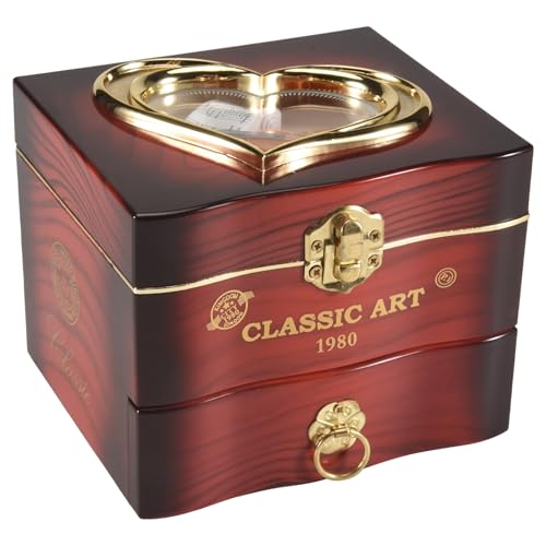 Agwuoetr Klassische Rotierende TäNzerin Klavier Musik Box Uhrwerk Kunststoff Schmuck Schatulle MäDchen Handkurbel Musik Mechanismus Weihnachten Geschenk Rot von Agwuoetr