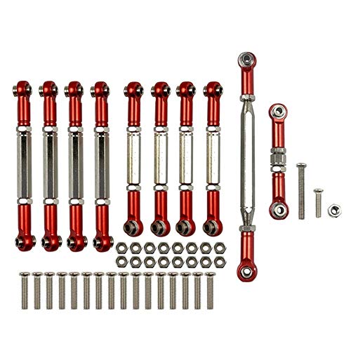 Agwuoetr für MN D90 D91 D96 D99S MN99S MN90 1/12 RC Auto Upgrade ZubehöR Metall Zugstange Lenk Stange Satz Teile, Rot von Agwuoetr