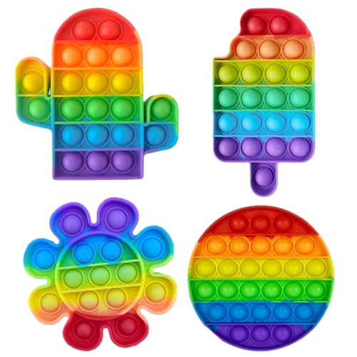 4er Pack Pop-Bubble-Fidget-Set - Linderung von Angstzuständen, Autismus, Anti-Stress Spielzeug - Silikon Kindergeburtstagsparty-Geschenke für Kinder und Erwachsene von AhLmA