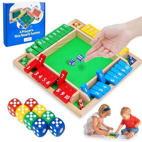AhLmA Brettspiel aus Holz Shut The Box Spiel für 4 Würfel Holzspiel Board Game Lernspielzeug Mathe perfekt für Camping, Reisen, Picknicks und Partys usw AhLmA Brettspiel aus Holz Shut The Box Spiel für 4 Würfel Holzspiel Board Game Lernspielzeug Mathe perfekt für Camping, Reisen, Picknicks und Partys usw von AhLmA