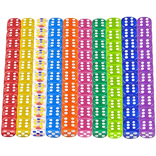Aheagou 100 Stück Bunte Würfel Dice Set 12mm Würfel Set Farbwürfel Transparent Würfel Bunt Mini Würfel Würfelspiele Würfel Farbig Spielwürfel Tischspiele für Spiel und Party von Aheagou