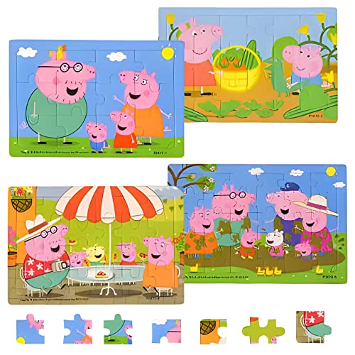 Aheagou Pig Puzzle für Kinder ab 3 Jahren, Kinderpuzzle,4 in 1 Rahmenpuzzle,ab 2 Jahre Bunte Puzzles,Puzzle Gehirntraining Spielzeug für Kinder von Aheagou