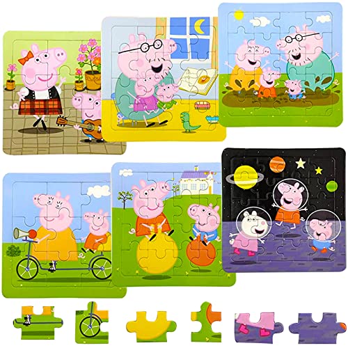 Kinderpuzzle,6 Sets Pig Puzzle, ab 2 Jahre Bunte Puzzles,Puzzle Gehirntraining Spielzeug für Kinder,im Vorschulalter Lernspielzeug Puzzle für Jungen und Mädchen kinderpuzzle von Aheagou