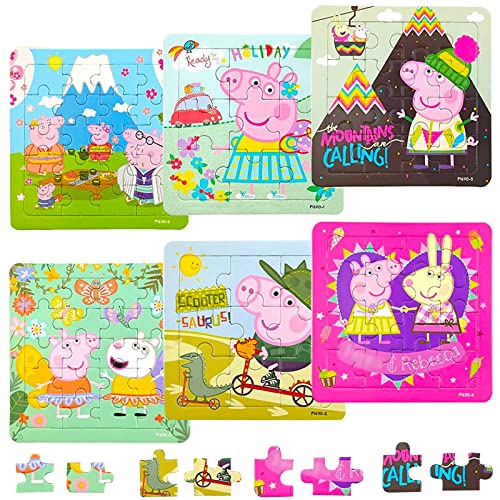 Pig Puzzle,Kinderpuzzle,6 In 1 Rahmenpuzzle,ab 2 Jahre Bunte Puzzles,Puzzle Gehirntraining Spielzeug für Kinder,für Jungen und Mädchen kinderpuzzle von Aheagou