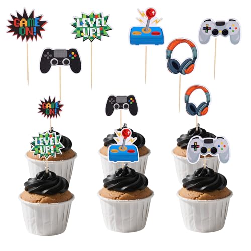 60 Stück Videospiel Thema Cupcake Toppers Gaming Deko, Geburtstag Tortendeko für Jungen Mädchen Kindergeburtstag Spielkonsolen Thema Party Kuchen Dekoration 60 Stück Videospiel Thema Cupcake Toppers Gaming Deko, Geburtstag Tortendeko für Jungen Mädchen Kindergeburtstag Spielkonsolen Thema Party Kuchen Dekoration von AhhiAboo