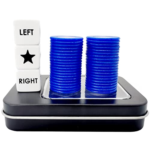 Ahoper Left Right Center Dice Game Prime Set with 3 Dices + 40 Chips.Left on The Product Means Pass 1 chip to The Left, Right on The Product Means Pass 1 Chip to The Right.(Blue) von Ahoper