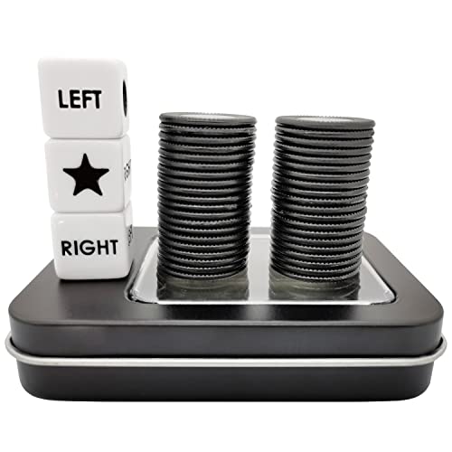 Ahoper Linke rechte Mitte Würfelspiel Prime Set mit 3 Würfeln + 40 Chips. Links auf dem Produkt bedeutet Pass 1 Chip nach links, rechts auf dem Produkt bedeutet Pass 1 Chip nach rechts (Schwarz) von Ahoper