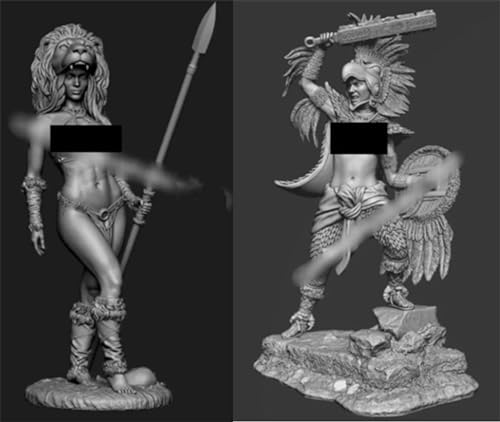 1/32 Ancient Tribal Female Warrior Soldier Resin Model Kit Unbemalt und unmontiert Figur Resin Model Kit (2 Figuren) // J6Y4T4 von Ahowse