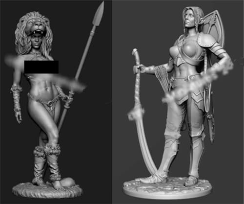 1/32 Ancient Tribal Female Warrior Soldier Resin Model Kit Unbemalt und unmontiert Figur Resin Model Kit (2 Figuren) // J6Y4T8 von Ahowse
