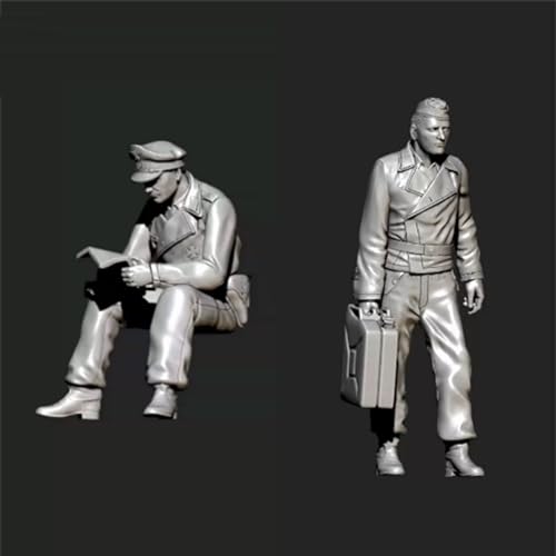 1/35 WWII Deutscher Panzersoldat Resin Modellbausatz unlackiert und unmontiert Resin Modellteile (2 Mann) // 9c7E-2 von Ahowse