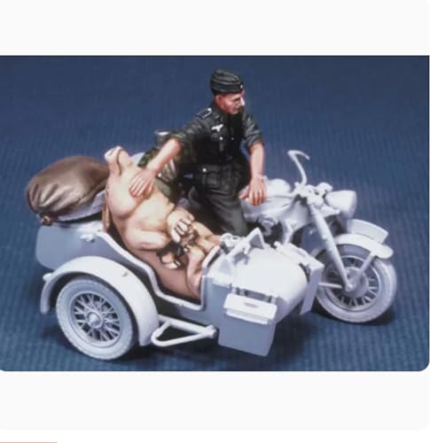 1/35 WWII German Soldier Resin Model Kit Unbemalte und unmontierte Resin Modellteile (ohne Motorrad, mit Schwein) // 1R0w-5 von Ahowse
